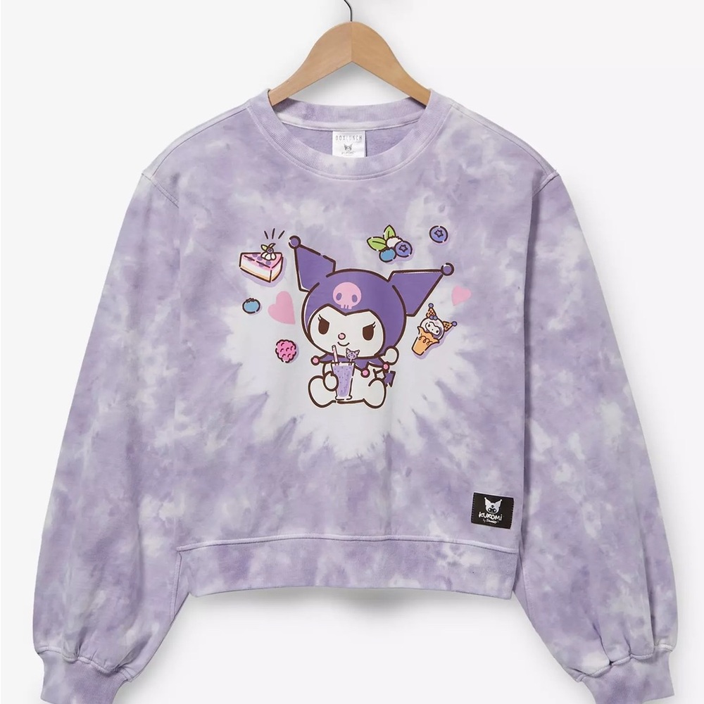 Sanrio Kuromi Blueberry Heart Tie-Dye Cropped Women’s Crewneck